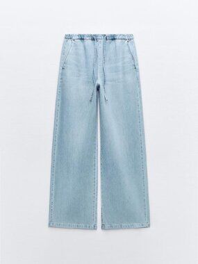 ZARA WIDE LEG HIGH WAIST Z1975 JOGGER JEANS SZ SM